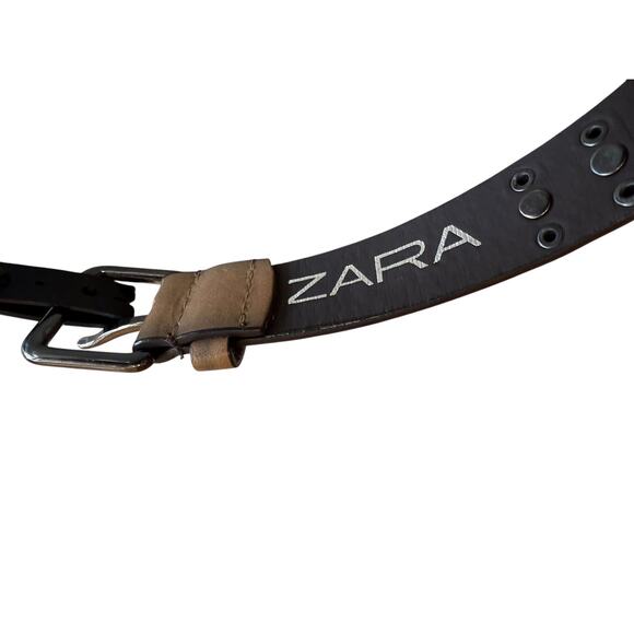ZARA Spiked Studded Belt Light Brown main image 5